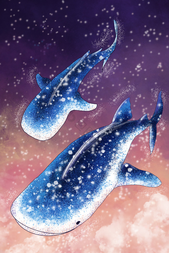 梦幻星空世界海洋日插画图片