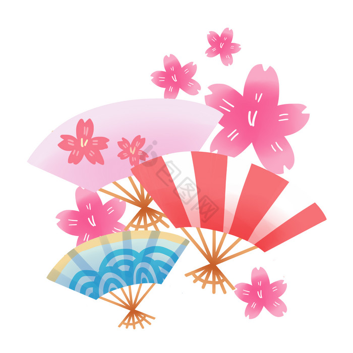 日式和风樱花扇子图片