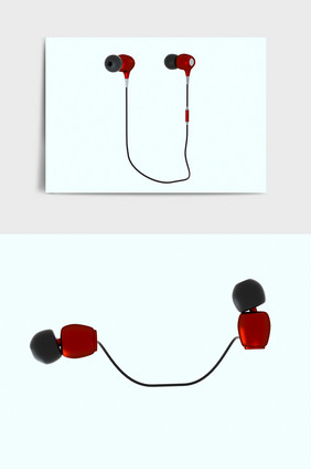 红色蓝牙运动耳机简约模型