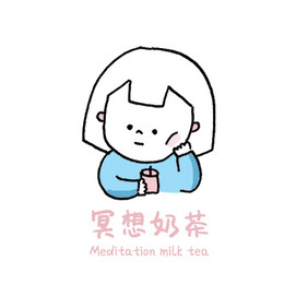 简约卡通可爱小女孩喝饮料创意logo设计