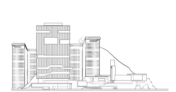 城市线稿地标性建筑图片