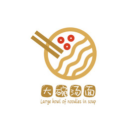 简约线条大碗面美食创意logo设计