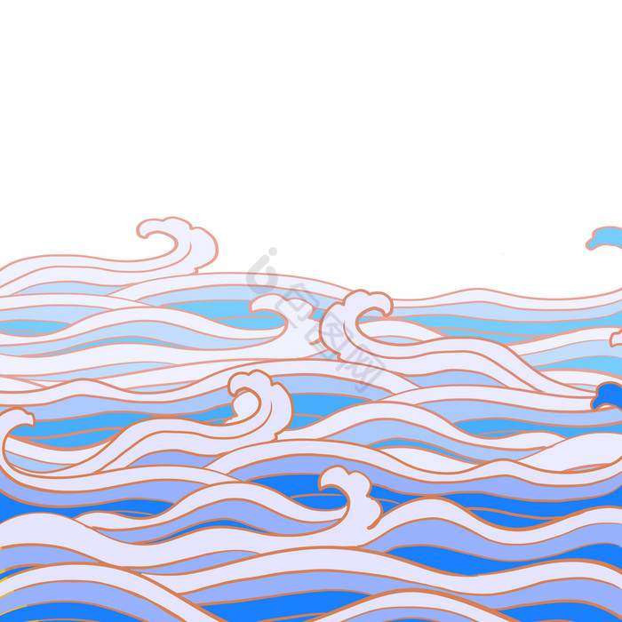 中式海波纹海浪波浪图片