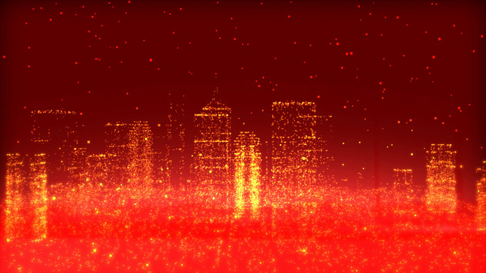 4k红色粒子城市大屏展示背景
