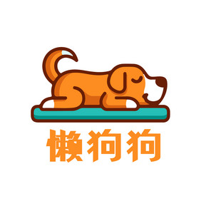 懒狗狗手绘头像创意logo设计