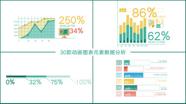 30款动画图表元素业务数据分析AE模板