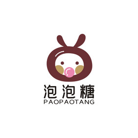 糖果屋泡泡糖卡通小兔子LOGO标志VI