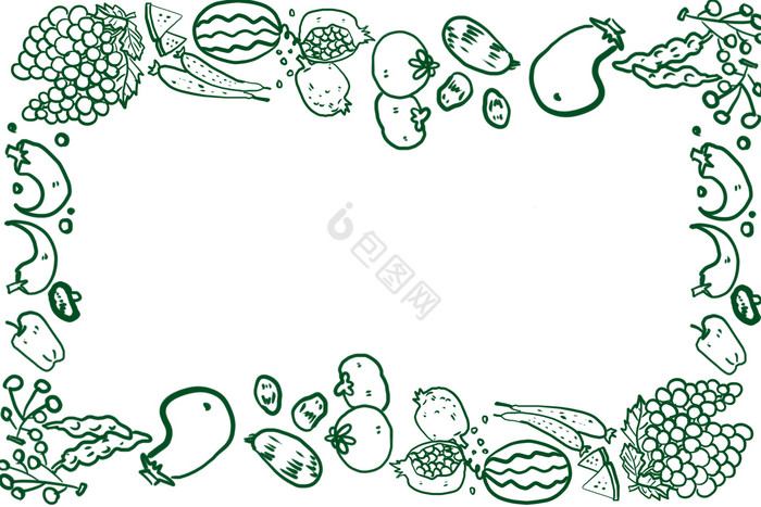 线描果蔬水果边框图片