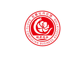 红色大气牡丹社团徽章logo