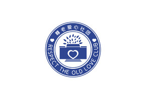 蓝色大气养老爱心徽章logo