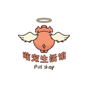 可爱卡通复古线条宠物创意logo设计