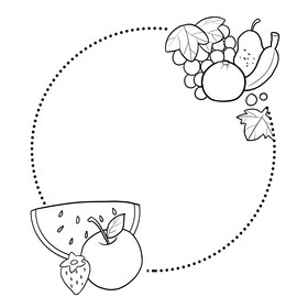 线描果蔬水果边框图片