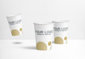公司水杯一次性杯纸杯logo贴图包装样机
