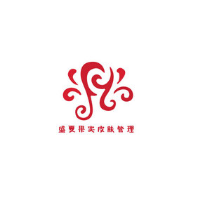 红色抽象图形美容创意logo设计