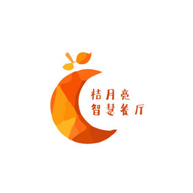 渐变月亮船餐饮创意logo设计