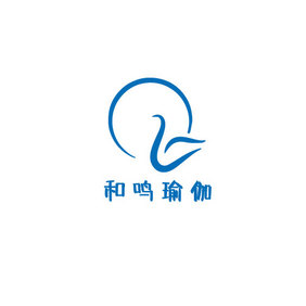 蓝色简约线条仙鹤瑜伽运动创意logo设计