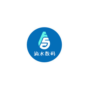 蓝色字母水滴抽象变形数码创意logo设计