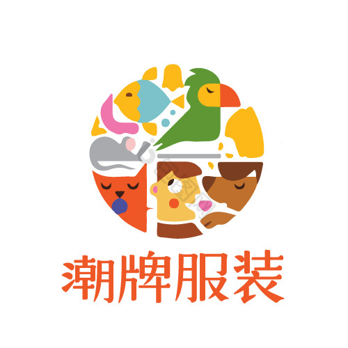 彩色拼接潮牌服装logo图片