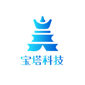 蓝色渐变宝塔科技风创意logo设计