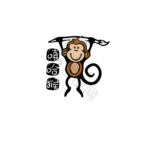 动物猴子宠物logo模板-包图网