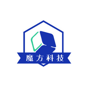 蓝色方块菱形魔方科技创意logo设计