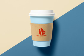 餐饮行业隔热垫咖啡杯logo标志包装样机