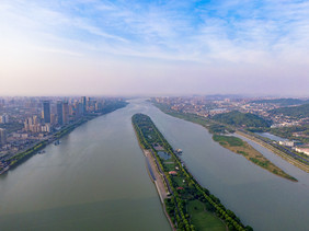 航拍湖南长沙橘子洲景区摄影图片