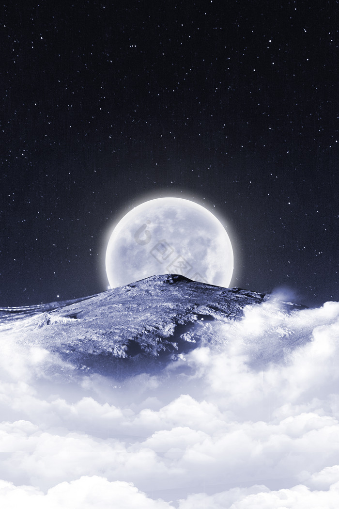 深色星空云层人类月球日图片