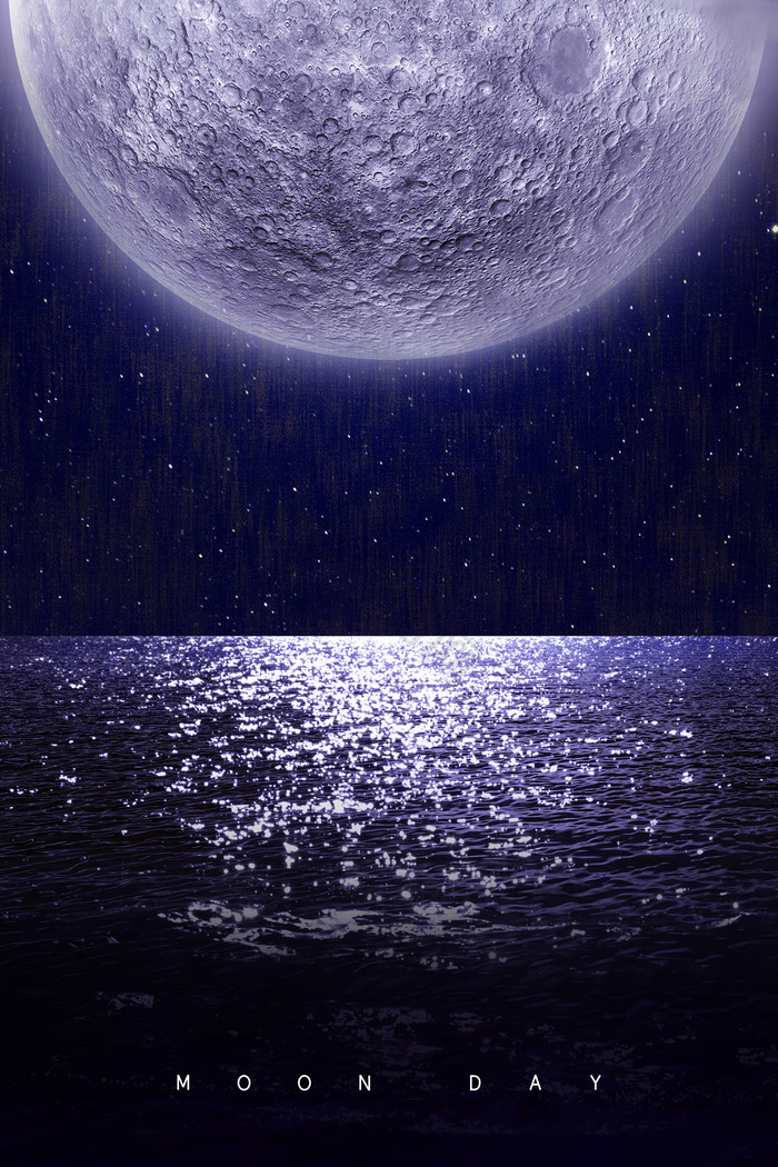 深月亮海面人类月球日图片