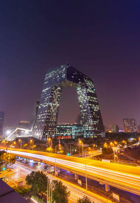 北京夜景大裤衩央视总部大楼片