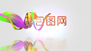 优雅3D彩色丝带缠绕logo开场AE模板