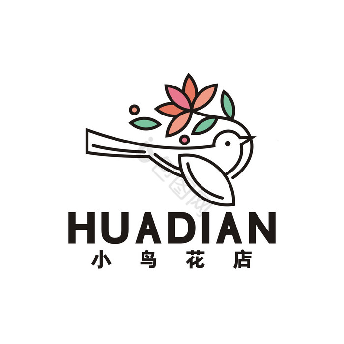 小鸟花婚庆花店婚礼LOGO标志VI图片