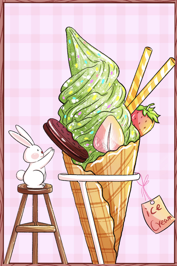 夏日抹茶冰淇淋图片