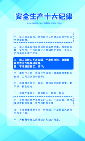 蓝色几何高端安全施工制度六件套挂图