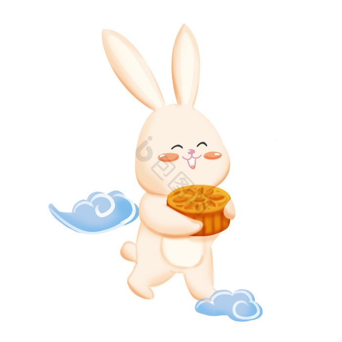 中秋节玉兔抱月饼图片