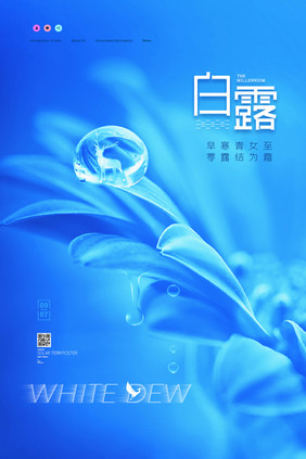 简约白鹿白露创意海报