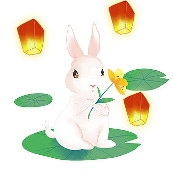 玉兔兔子插画图片