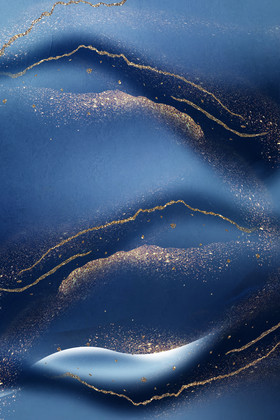 蓝色大理石机理水墨鎏金背景图片