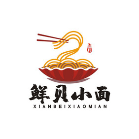 仙贝小面馆面条贝壳LOGO标志VI