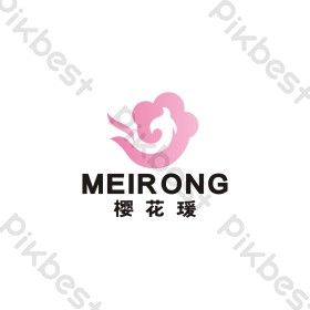 美妆樱花桃花美容女子会馆logo标志vi