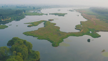 震撼航拍4k泰安大汶河自然美景湿地发展