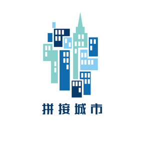 元素拼接大楼游戏创意logo设计