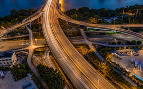 大气福州闽江城市夕阳道路摄影