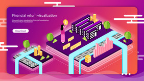 2.5D渐变金融网页立体插画