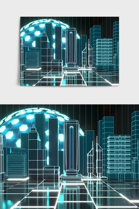 科幻炫光城市建筑Max模型