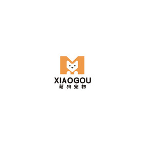 字母M小狗宠物店狗粮LOGO标志VI