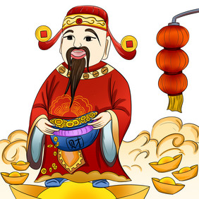 中式国潮风新年财神爷