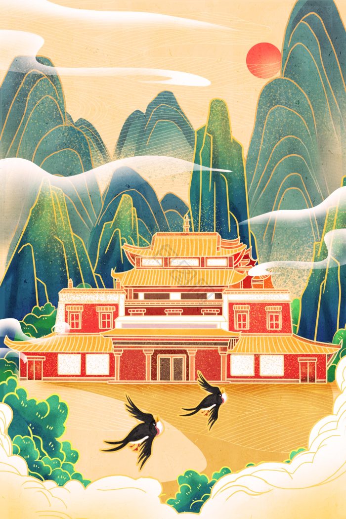 建筑插画图片下载-包图网