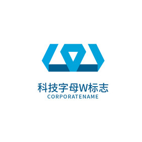 科技网络线条字母w标志