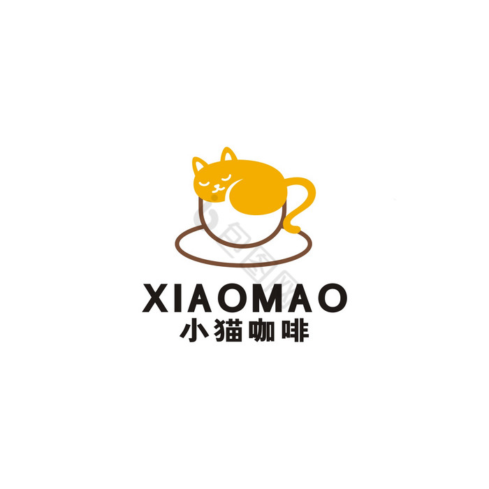 奶茶店小猫咖啡厅饮品LOGO标志VI